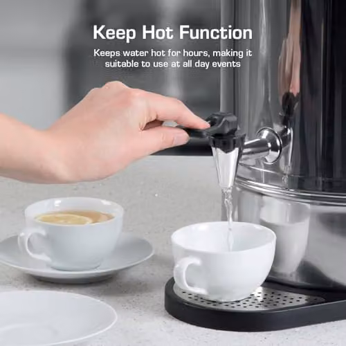 Swan 20L Stainless Steel Tea Urn in Silver with Keep Warm Function and Drip-Free Tap, SWU20L – 3