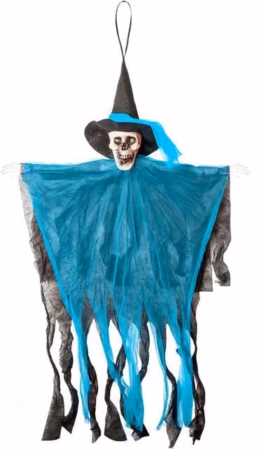 VFM e-Store Hanging Skeleton Halloween Decoration with Light Up Eyes in Blue and Orange – 1