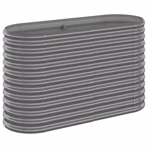 vidaXL Grey Galvanised Steel Garden Raised Bed W: 114 cm, D: 40 cm, H: 68 cm – 1