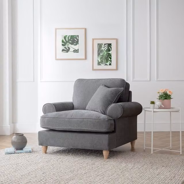 The Great Sofa Company Ezra Textured Velvet Armchair in Grey