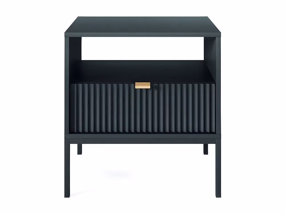 LIOUBA Black Modern Bedside Table with 1 Drawer and 1 Compartment, W/D/H: 39 x 15 x 56 cm – 2