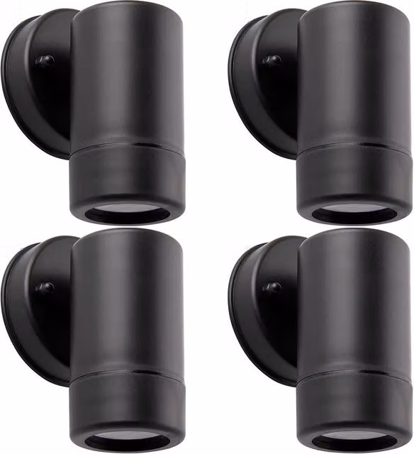 Loops 4 Pack Black Outdoor IP44 LED Spot Downlight, Dimmable 7W GU10 Wall Light
