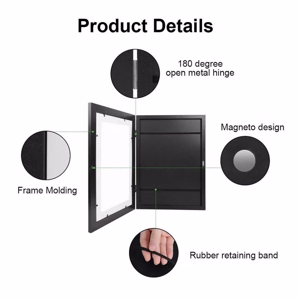 FLAVORA 2-Piece Black Metal A4 Art Display Frames for Children, W/D/H: 100 x 15 x 15 cm – 3