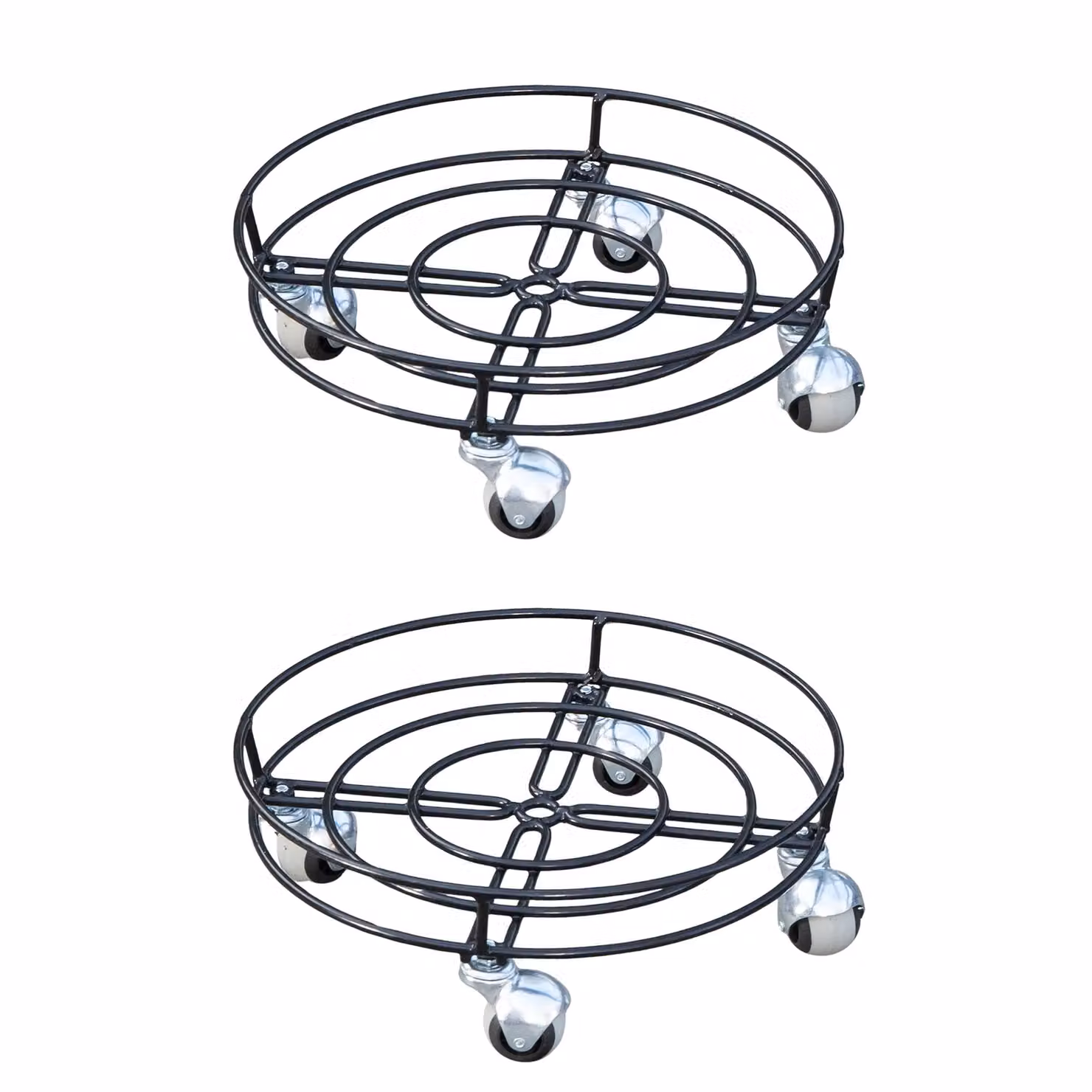 Samuel Alexander Pack of 2 Black Metal Heavy Duty Plant Pot Trolleys with Castor Wheels, Diameter: 37 cm – 3