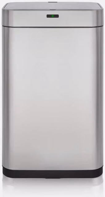 Tower 75L Rectangular Sensor Bin in Black and Silver Matte Stainless Steel with Soft Close