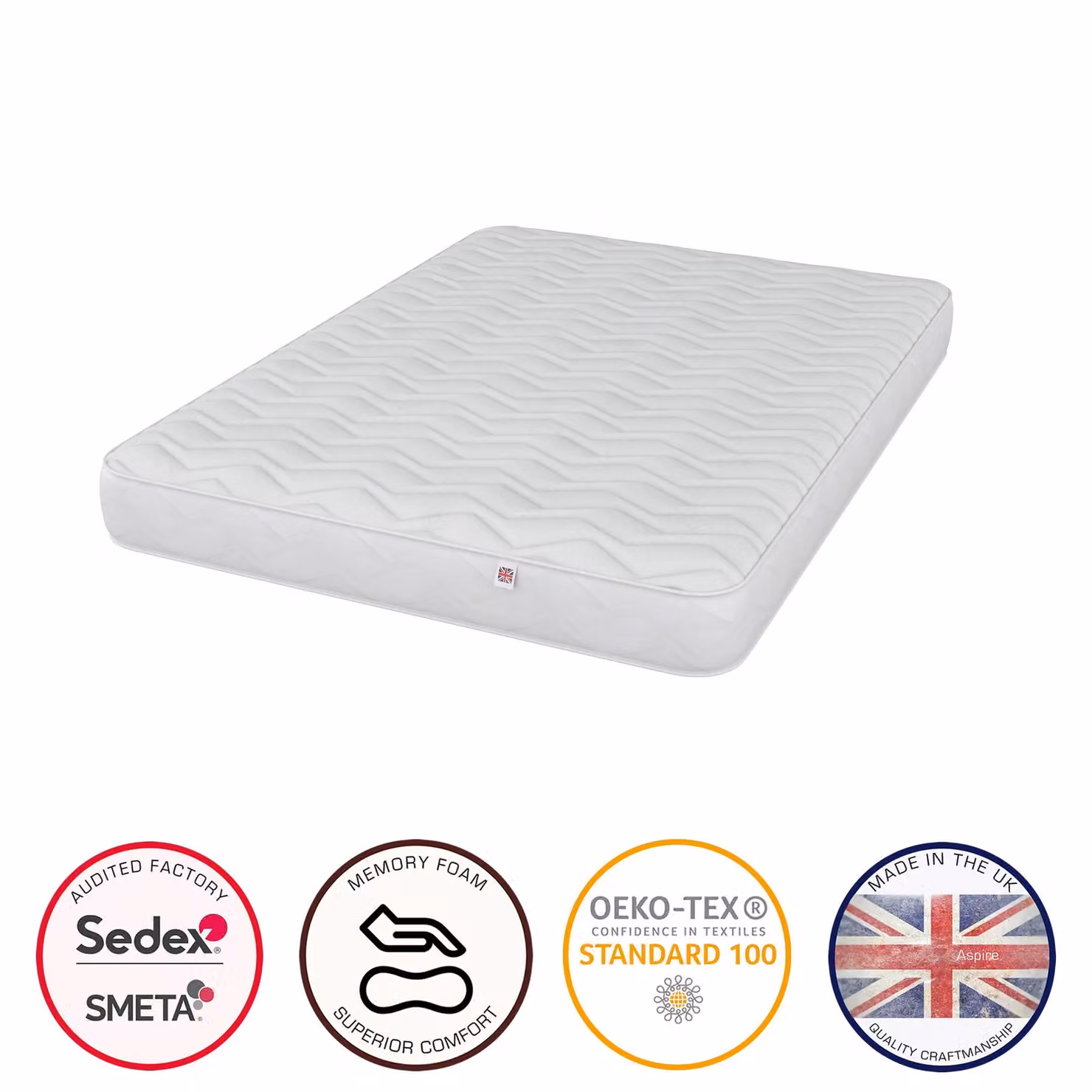 Catherine Lansfield Vitality Support Memory Foam Hybrid Mattress in White, W/D/H: 180 x 200 cm – 2
