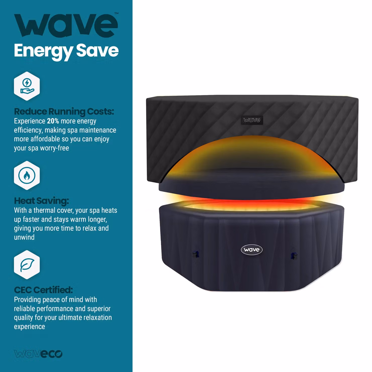 Wave Spas Wave Aegean Octagonal Thermal Hot Tub Cover, Energy-Saving Insulated, Black – 4