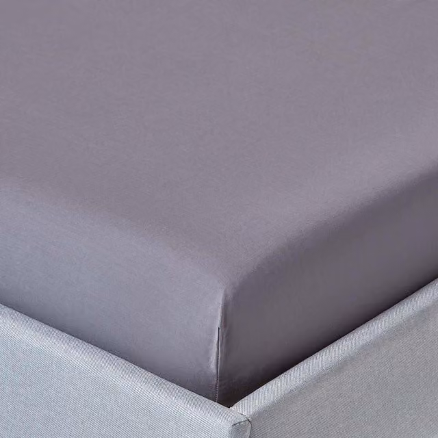 Homescapes 200 Thread Count Egyptian Cotton Percale Fitted Sheet, Grey, 200 x 200 cm
