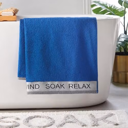 Catherine Lansfield Relax and Unwind 4 Piece Cotton Towel Set in Cobalt Blue – 1
