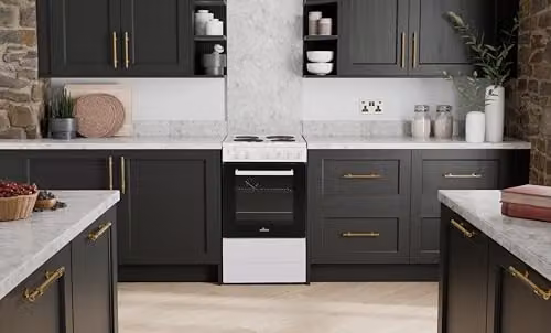 Willow WE50SSW 62L Freestanding Electric Single Cavity Cooker with Solid 4 Zone Plate Hob and Grill, White, W: 50 cm, H: 90 cm, D: 60 cm – 5