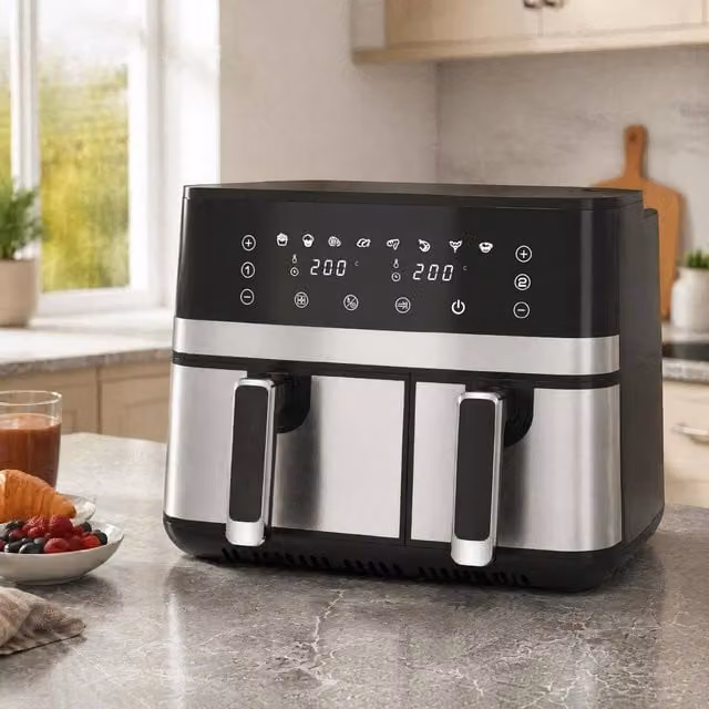 STILVORA Dual Basket Air Fryer with Sync Function in Black – 1