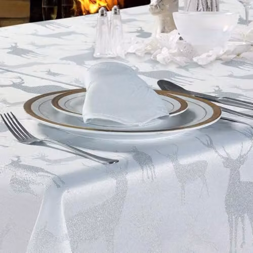 Harwood Stag Napkins in White and Silver, 4 Pack