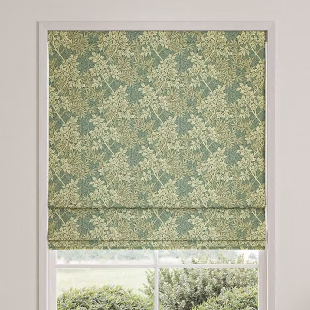 William Morris Foliage Made To Measure Blackout Roman Blind in Green Floral Design