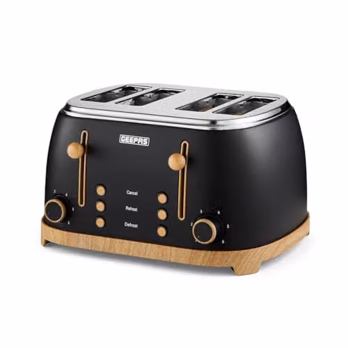 Geepas NordiQ 4 Slice Toaster with Wood Effect Finish and Dual Controls, Black – 5