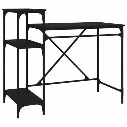vidaXL Writing Desk with Shelves in Black, W/D/H: 105 x 50 x 90 cm – 1