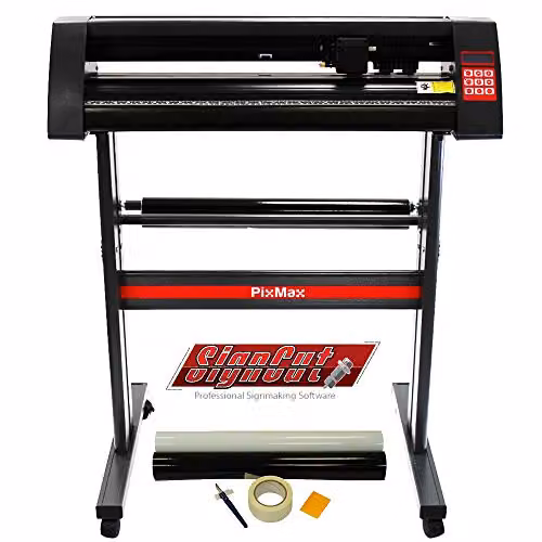 PixMax 28 inch Vinyl Cutter Plotter Machine with SignCut Pro Design Software and Weeding Pack, Black – 1