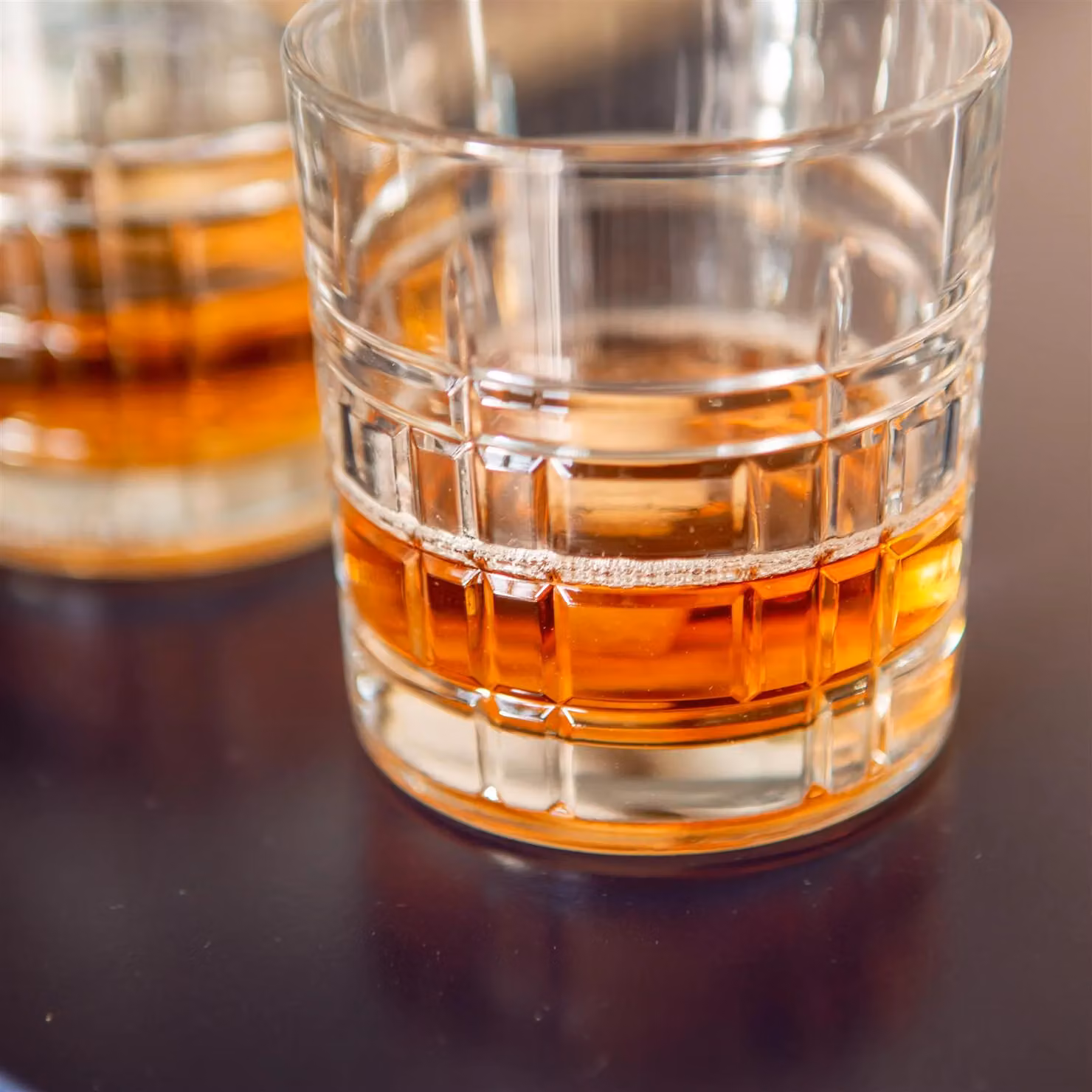 LAV Brit Geometric Whiskey Tumbler Glasses, Transparent, 325ml, Pack of 12 – 2