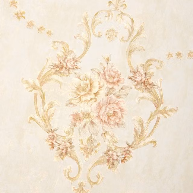 Livingandhome Pink and Gold Vintage Botanical Floral Non-Woven Wallpaper Roll