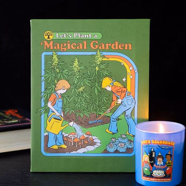Uniqueful Steven Rhodes Magical Garden Canvas Plaque, Green, W: 19 cm, H: 25 cm