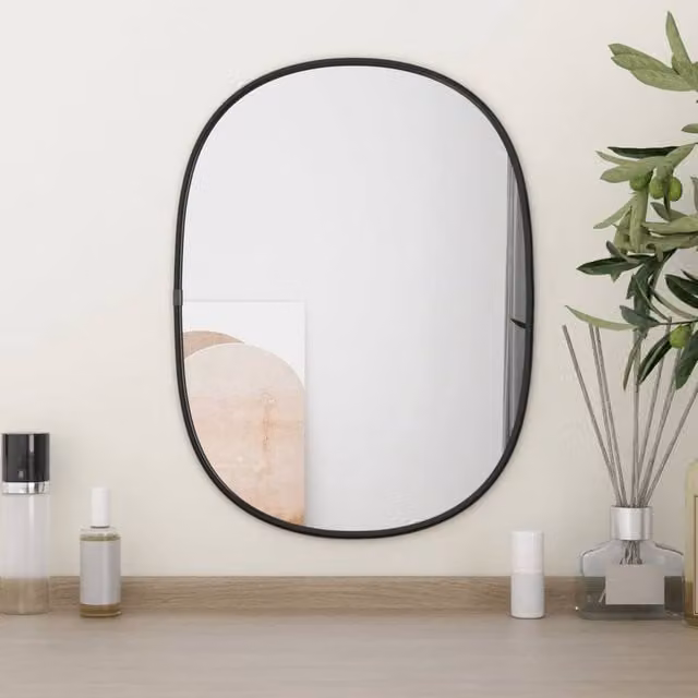 Berkfield Home Rectangular Wall Mirror in Black, W: 40 cm, H: 30 cm