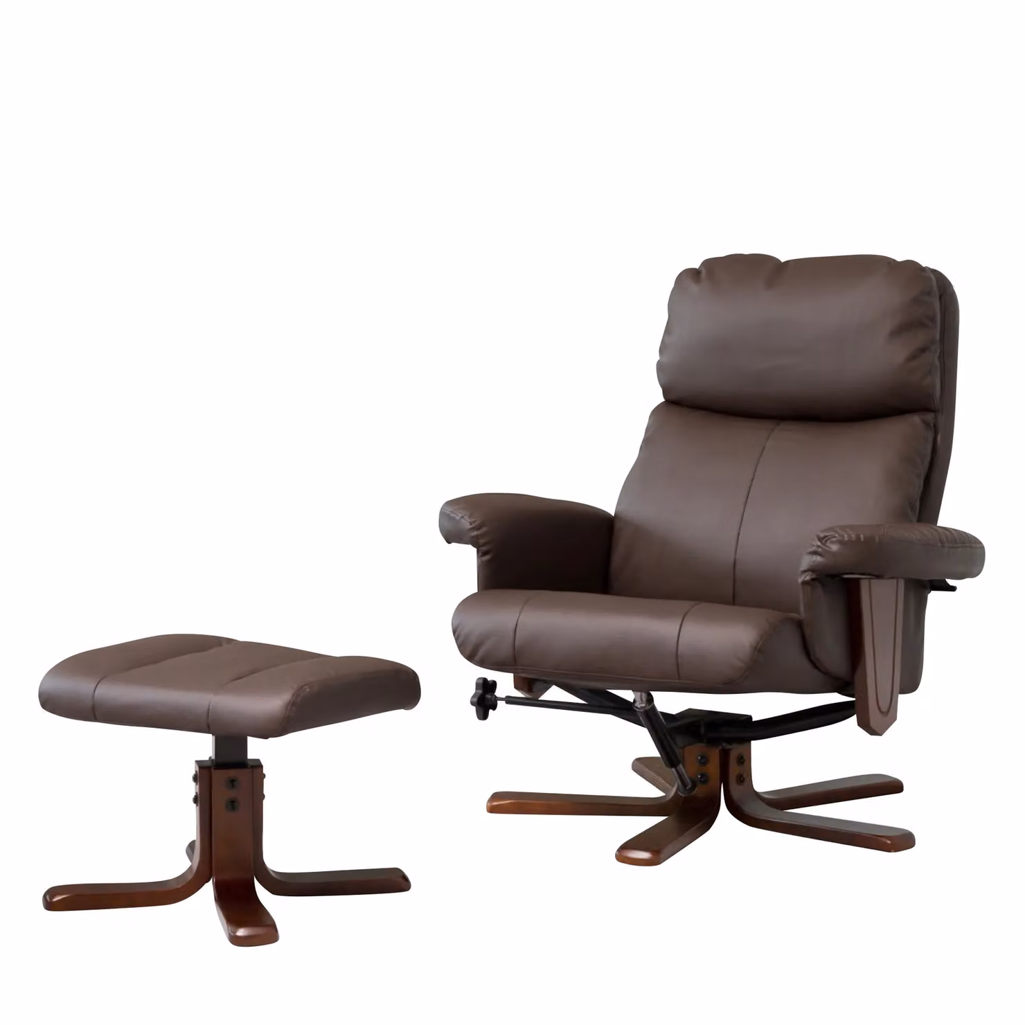 Artemis Home Woodacre Brown Synthetic Leather Swivel Recliner with Ottoman – 2