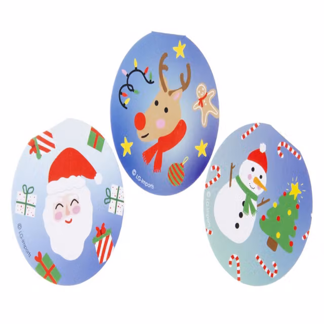 LG-Imports Pack of 12 Round Christmas Notebooks, White and Multicolour, Diameter: 8 cm