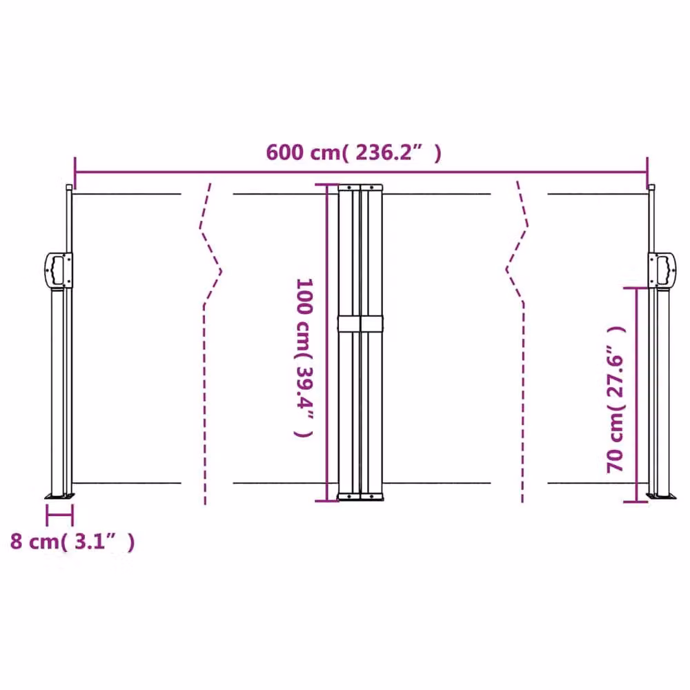 Berkfield Home Retractable Single Side Awning in Blue, W/H: 600 x 100 cm – 6