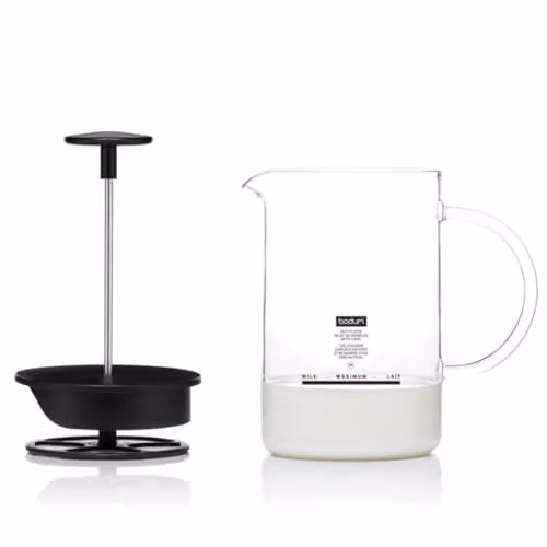 Bodum LATTEO Glass Milk Frother, Black and Transparent, 250 ml