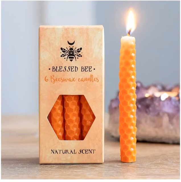 KDMK Set of 6 Orange Beeswax Spell Candles with 1-Hour Burn Time