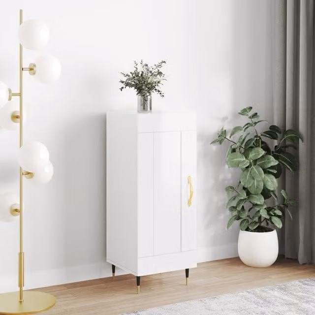 Berkfield Home Modern High Gloss White Sideboard, W/D/H: 34.5 x 34 x 90 cm