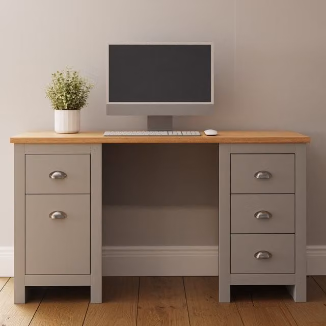 GFW Lancaster Study Desk in Grey and Oak – 1