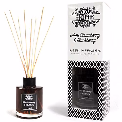 KDMD White Strawberry & Blackberry Fruity Reed Diffuser, 120ml, Black