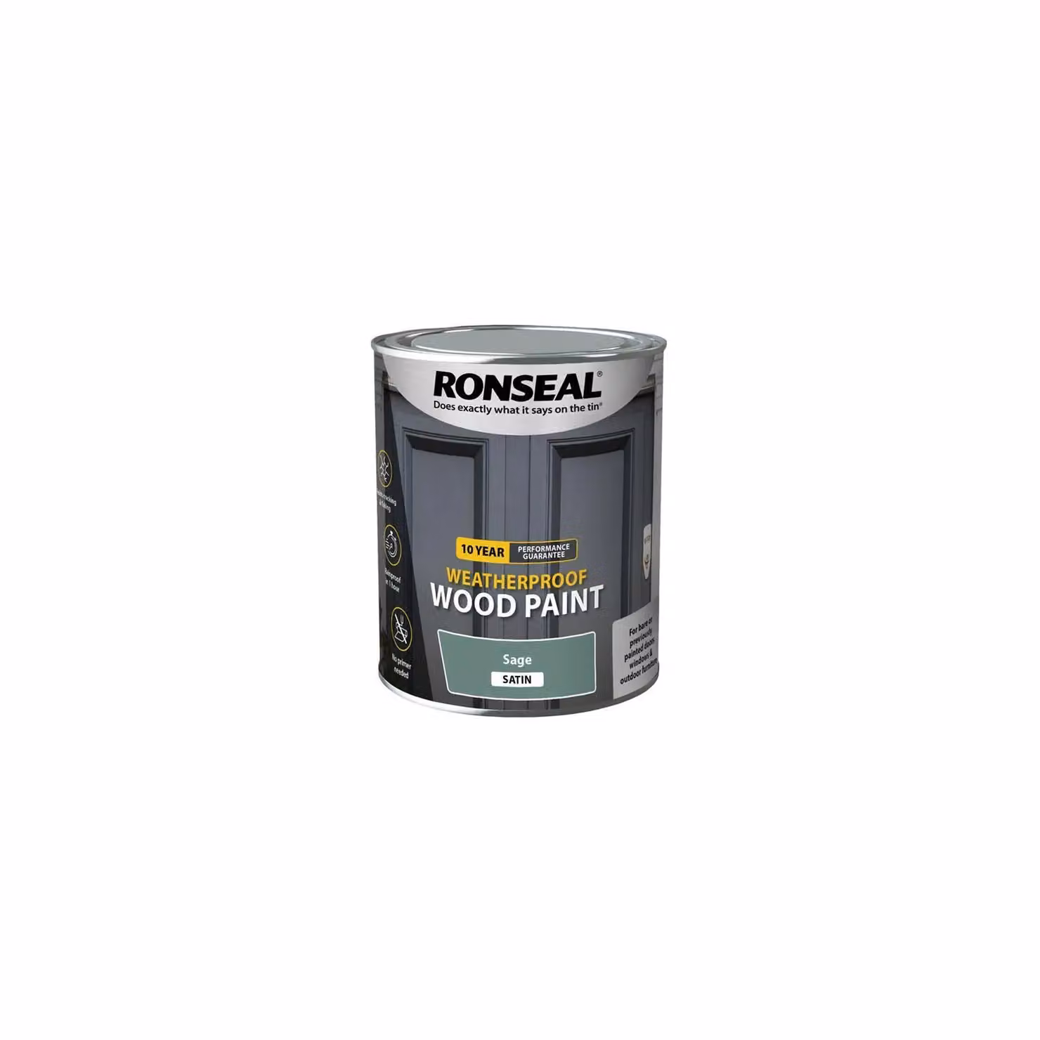 Ronseal 10 Year Weatherproof Opaque Wood Paint in Green Satin Gloss, 0.75 l – 2