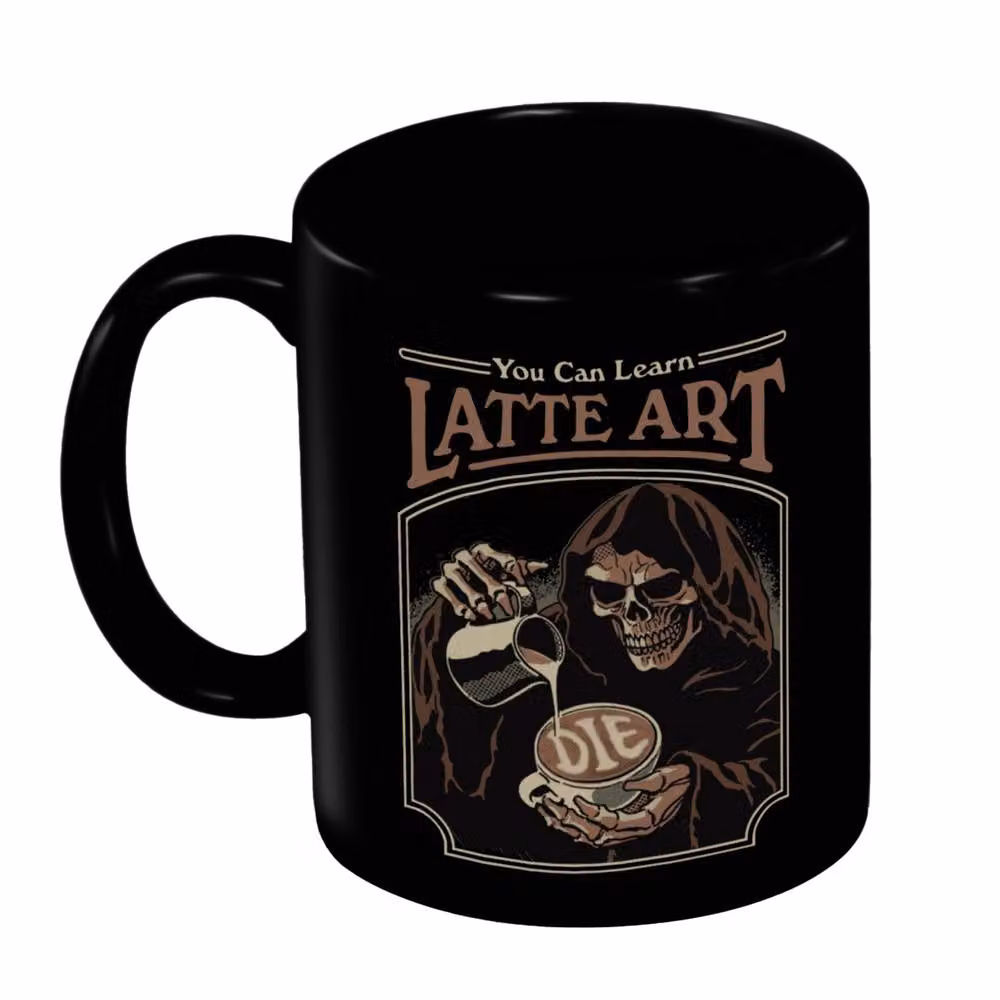 Steven Rhodes Latte Art Ceramic Mug in Black – 2