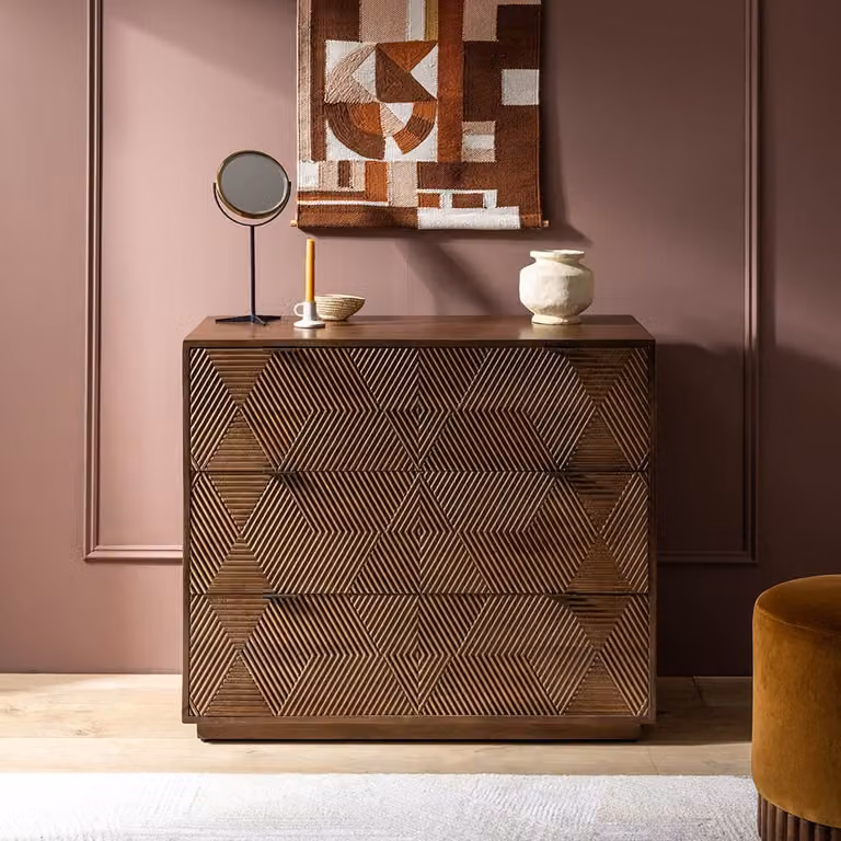 Atkin and Thyme Tessa Chest of Drawers in Brown Wood and Metal