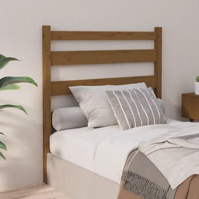 Berkfield Home Honey Brown Solid Wood Pine Bed Headboard, W/D/H: 81 x 4 x 100 cm