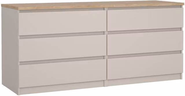 Furniture To Go Naia Wide Chest of 6 Drawers (3+3) in Beige