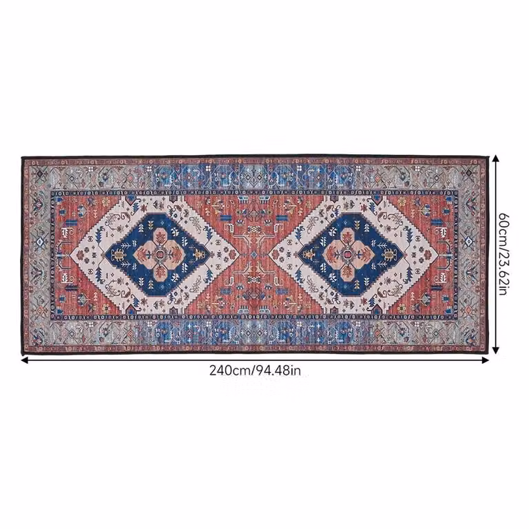 Kelvenix Non-Slip Ethnic Boho Hallway Runner Rug, Multicolour, W: 240 cm x L: 60 cm