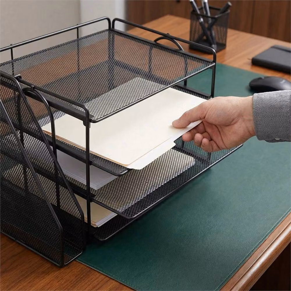Nordara 4 Tier Black Metal Wire Mesh A4 Document and Paper Filing Tray Storage Rack – 4