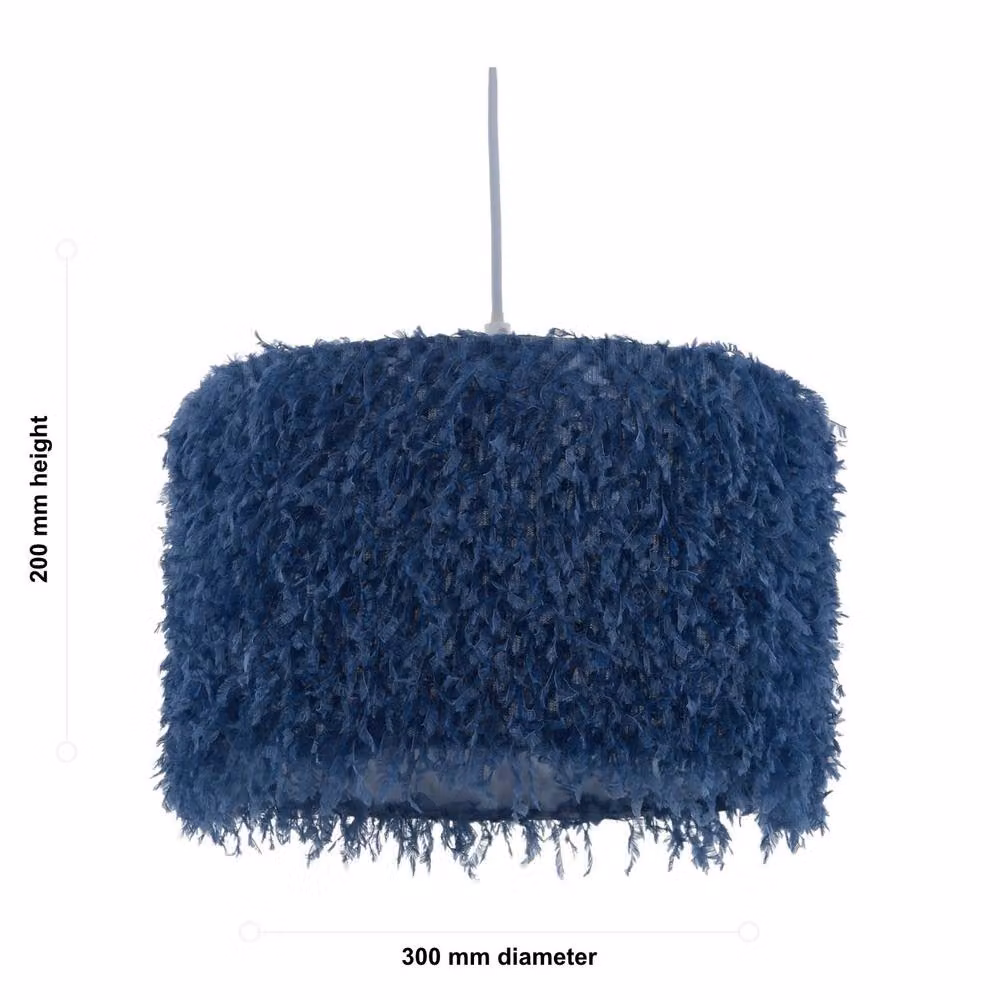 First Choice Lighting Rogers Blue Shaggy Easy Fit Pendant Shade, Diameter: 30 cm – 3