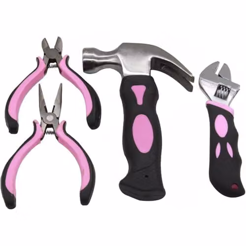 Hyfive 25-Piece Pink DIY Tool Kit with Hammer, Pliers and Screwdrivers in a Pink Carry Case – 4