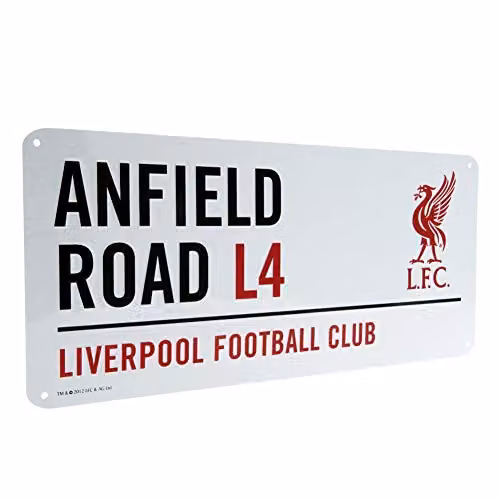 Liverpool FC Official Metal Street Sign, White and Silver, W: 40 cm x H: 40 cm