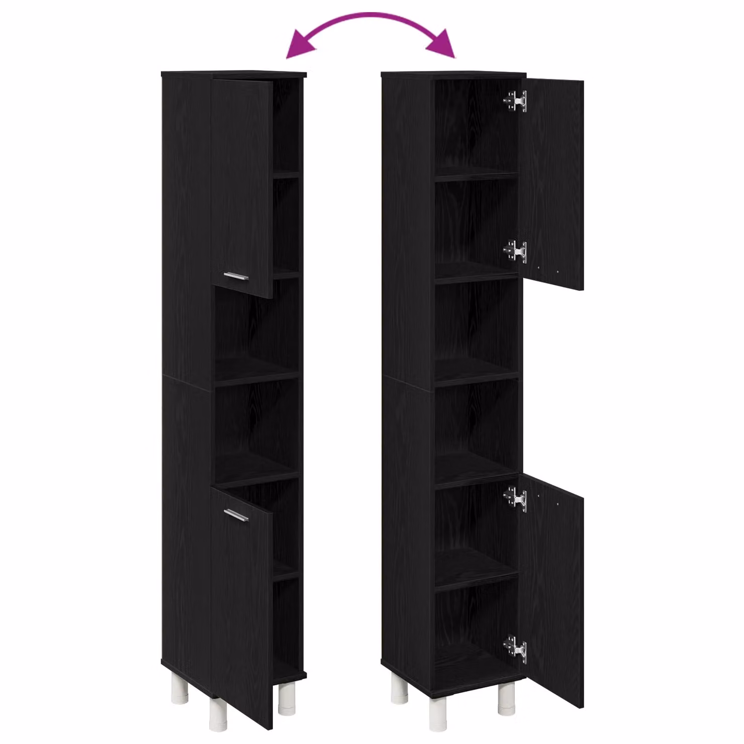 Berkfield Home Black Oak Bathroom Cabinet, W/D/H: 30 x 30 x 179 cm – 4