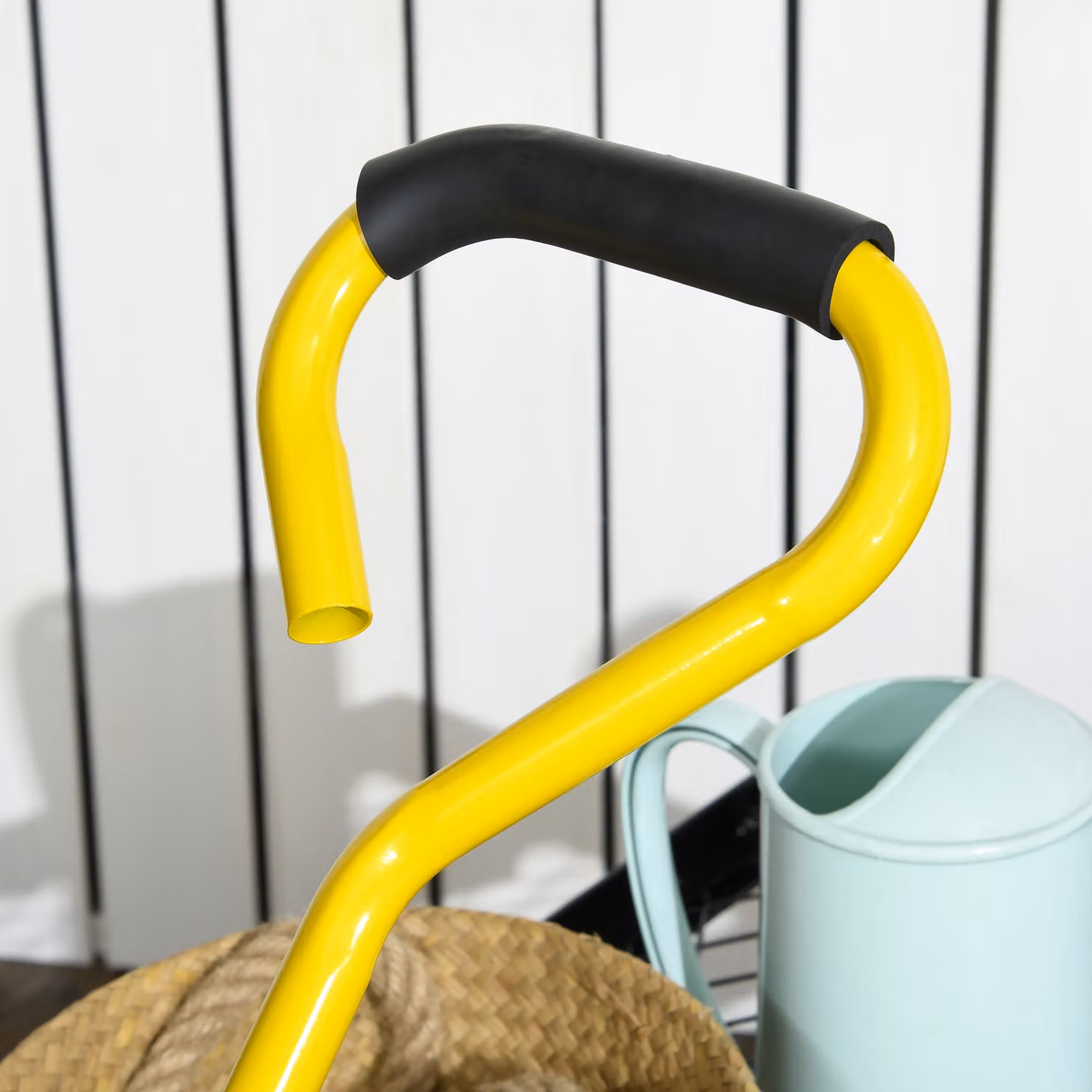 Outsunny Heavy Duty Garden Trolley Cart with Metal Frame and Pneumatic Wheels, Yellow – 7