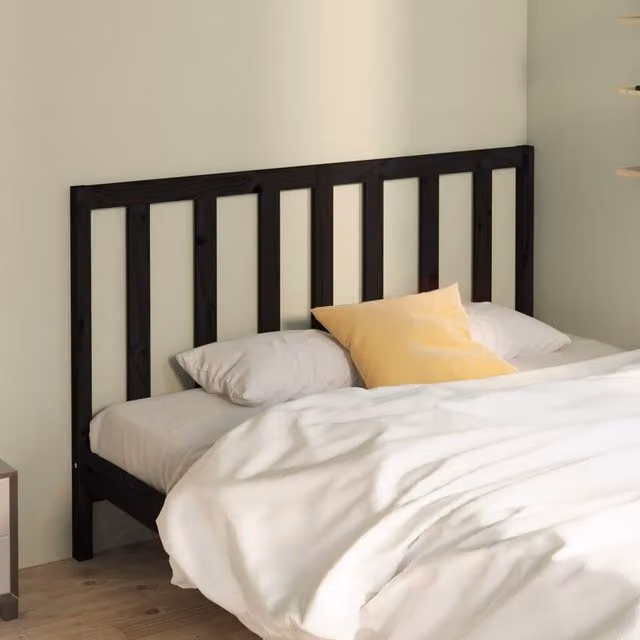 Berkfield Home Black Rustic Solid Pine Wood Bed Headboard W/D/H: 166 x 4 x 100 cm