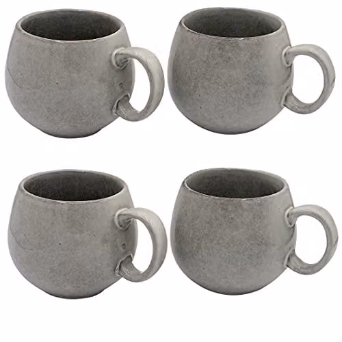 Cooks Professional Set of 4 Nordic Stoneware Mugs, Grey, 490ml per Mug – 1