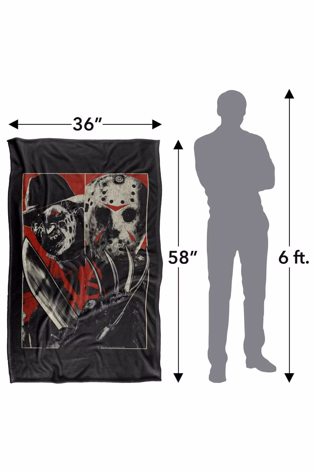 Warner Bros. Freddy Vs Jason Vs Silky Touch Super Soft Fluffy Polyester Throw Blanket in Black and Multicolour, Large – 3