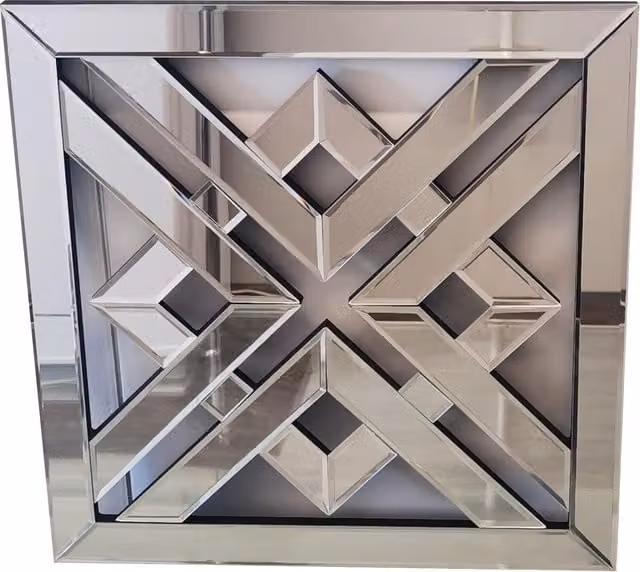 Biznest Geo Geometric Modern Wall Mirror in Silver