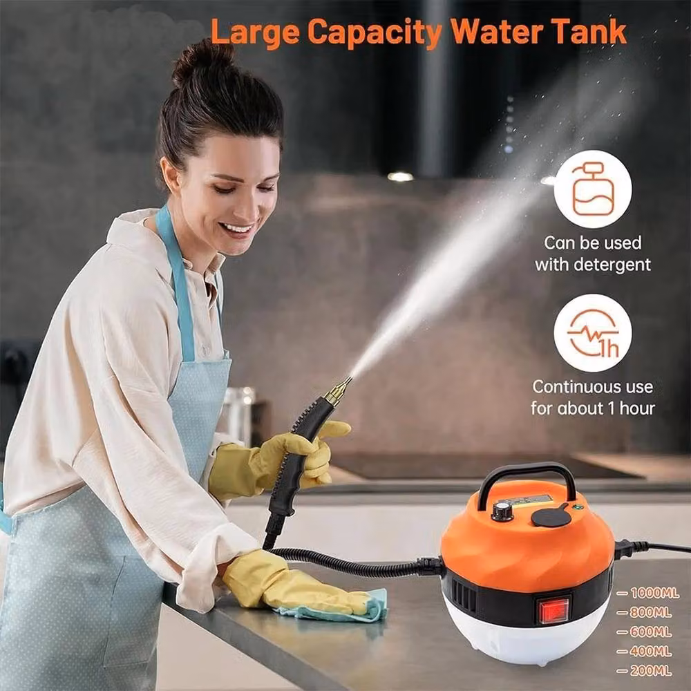 Hinsinc Portable Handheld Steam Cleaner, 3800W High Temperature Machine in Orange and Multicolour – 5