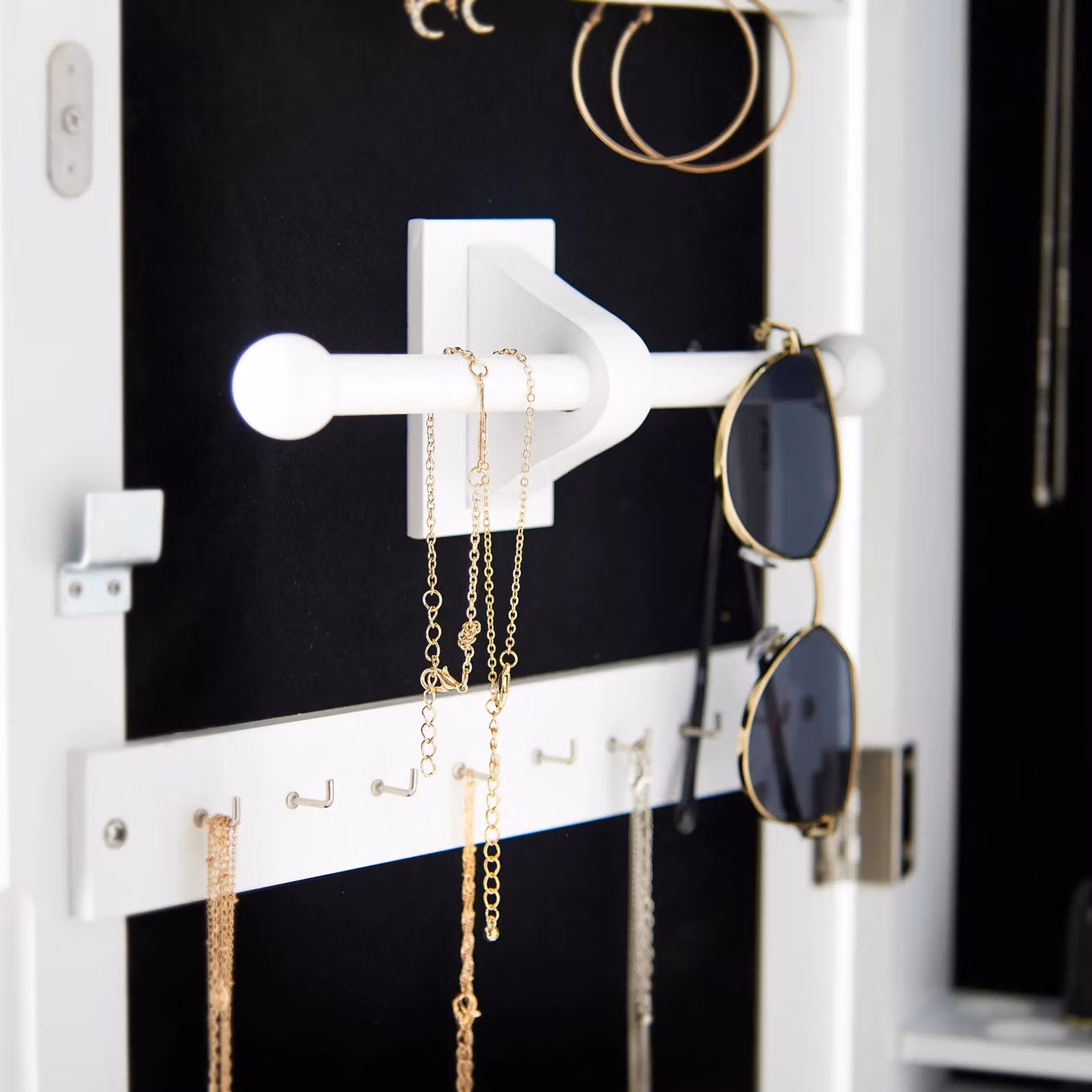 CARME HOME Amelia White Mirrored Jewellery Cabinet – 5